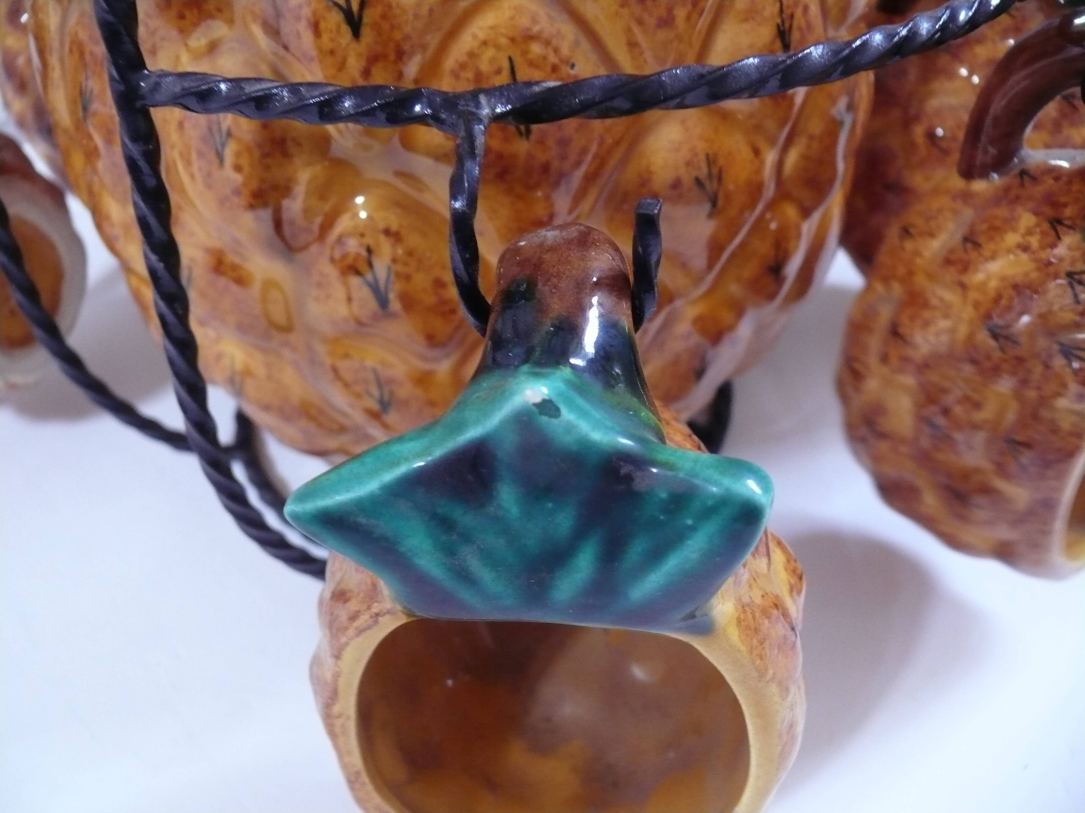 Pineapple-shaped punch set in Vallauris ceramic.