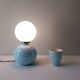 Italian ceramic table lamps with opaline glass shades.