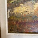 Basque farmhouse oil painting signed marcel poissonnié early twentieth with frame