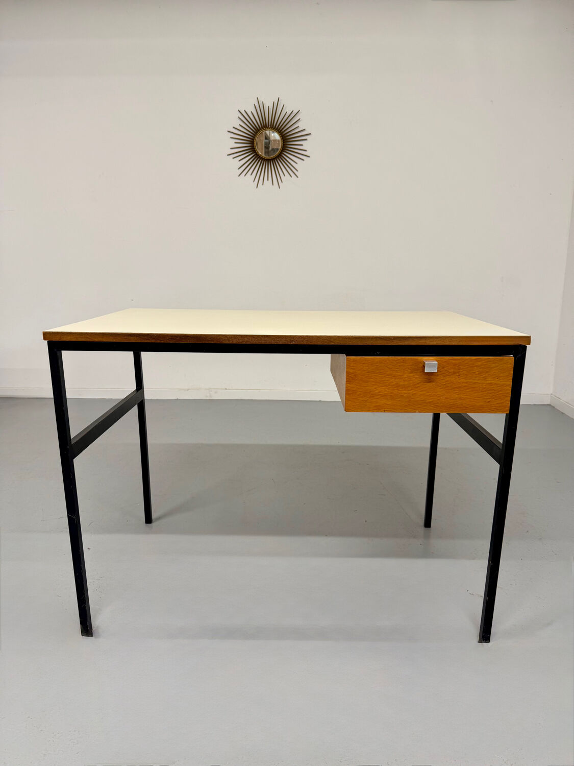 Vintage small desk designed by Pierre Paulin CM217 from the 1960s, wood and metal.