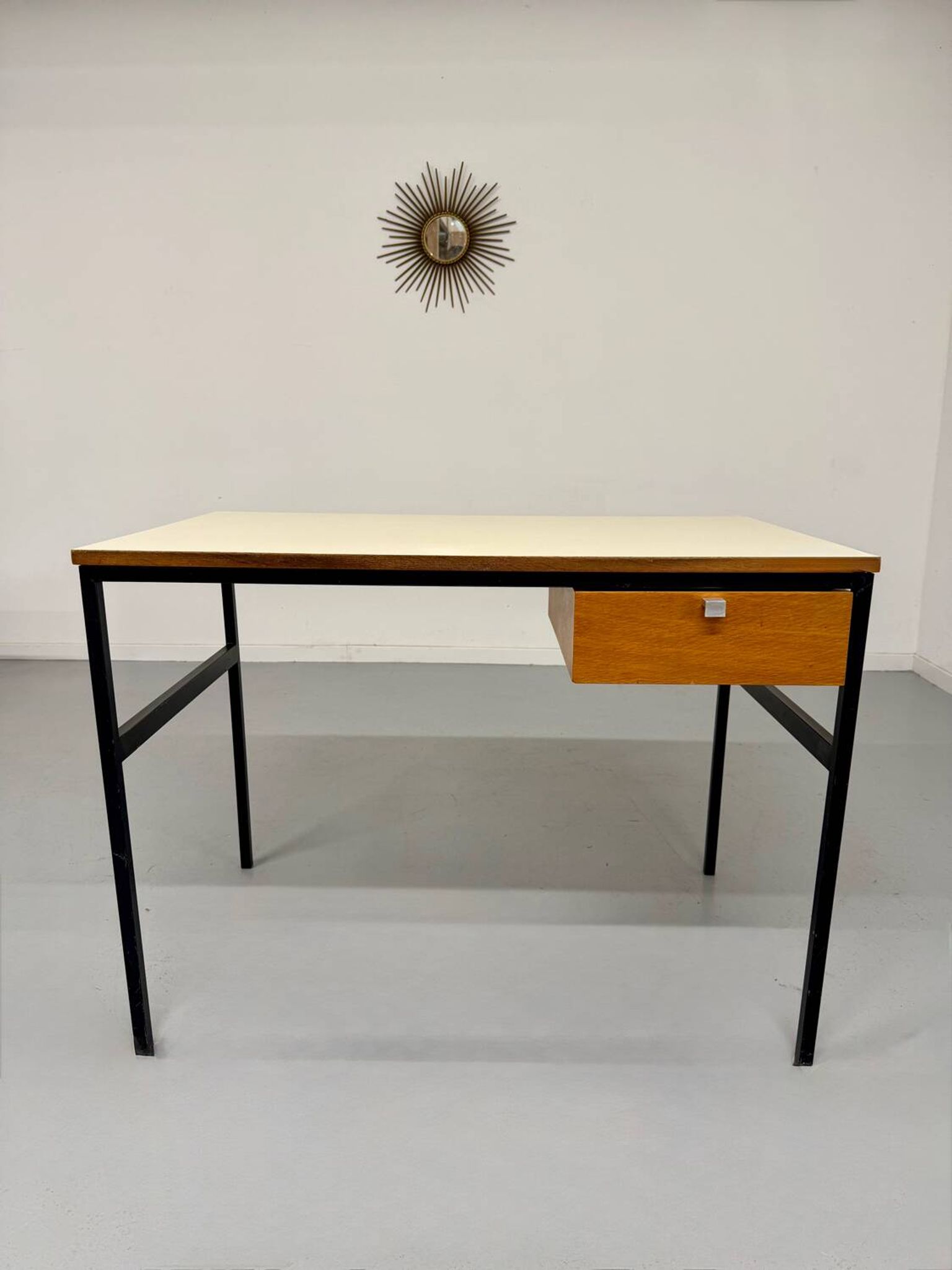 Vintage small desk designed by Pierre Paulin CM217 from the 1960s, wood and metal.