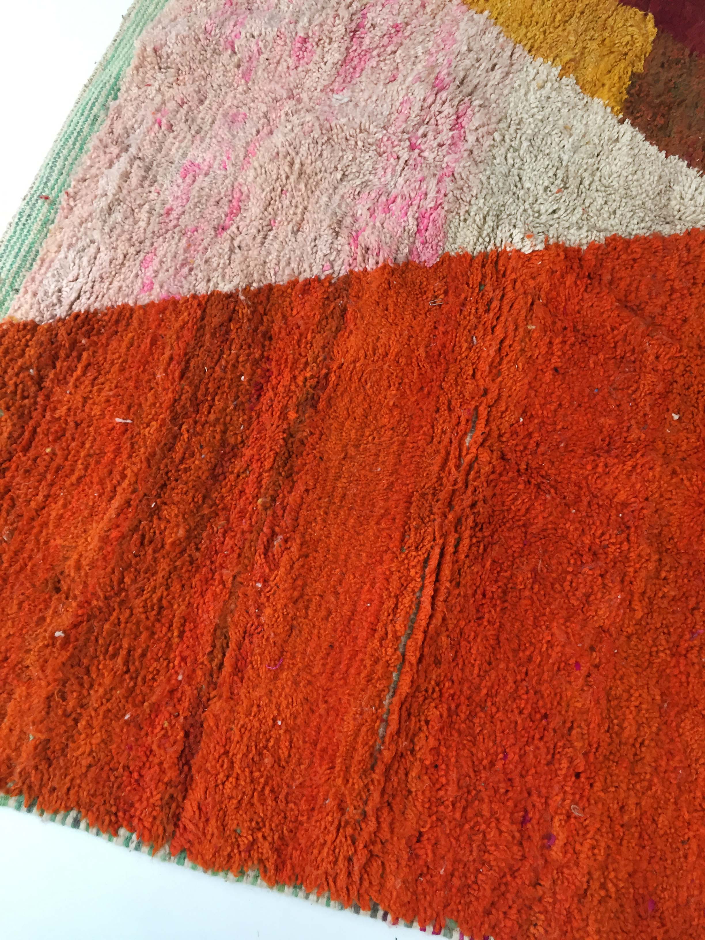 Moroccan Berber carpet Boujaad red with colorful flats 317x185cm