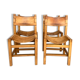 4 chaises en orme massif et cuir, Maison Regain années 70
