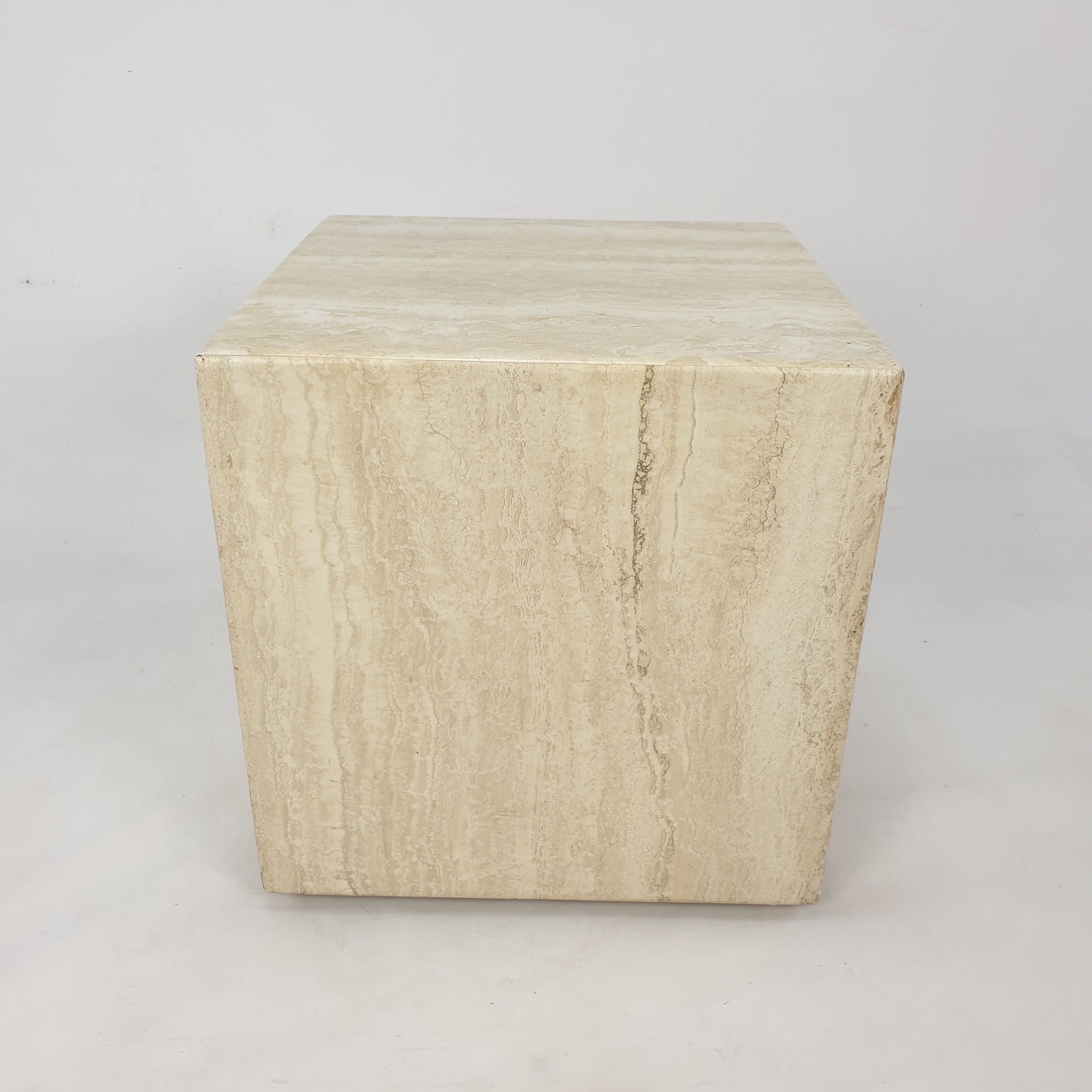 Italian Travertine Side Table, 1980's