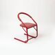 Set of 4 postmodern dining chairs in red lacquered metal and leatherette, italy, 1980s