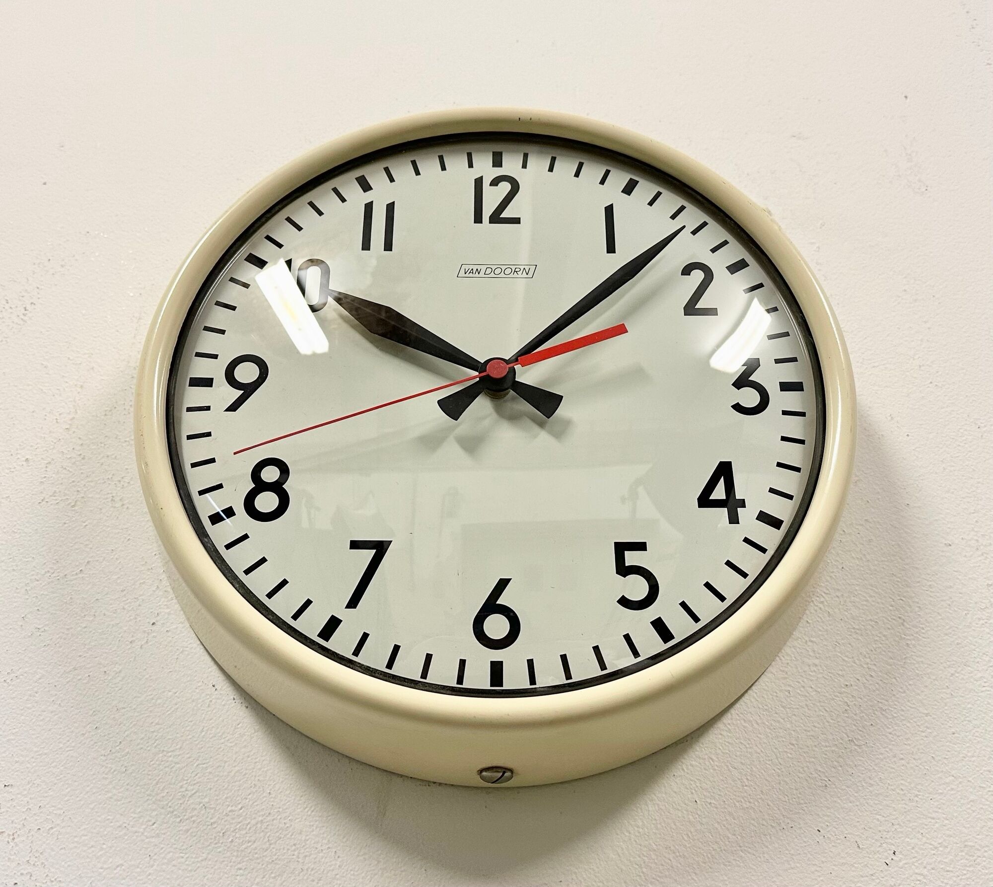 Vintage Beige School Wall Clock from Van Doorn, 1960s