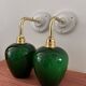 Paire d’appliques murales en opaline verte