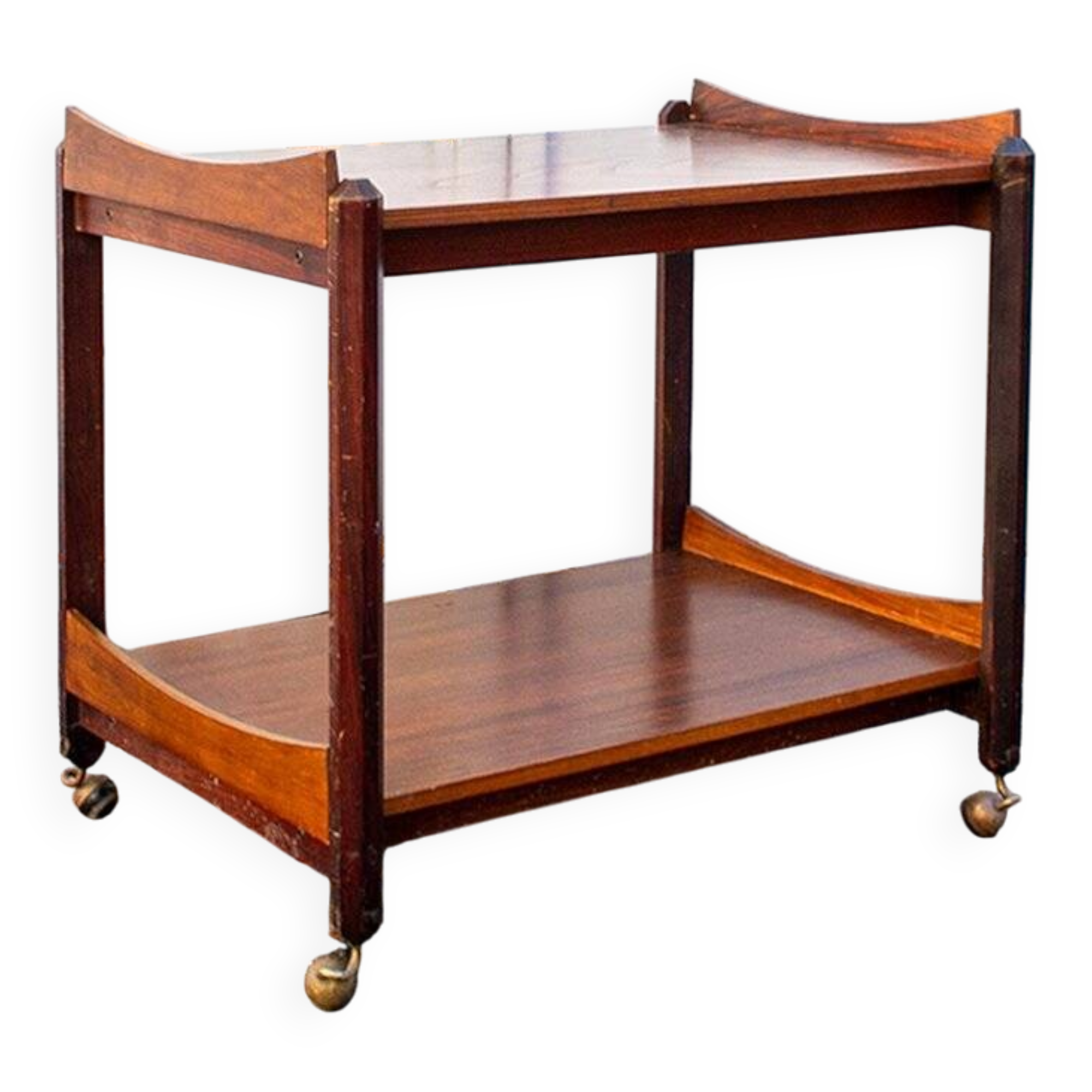 Wooden trolley with shelves attributed to Dino Cavalli for Ditta Tredici, Pavia, 1960s.