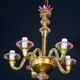 Pretty Venetian chandelier, pink and gold glass, 1950s
