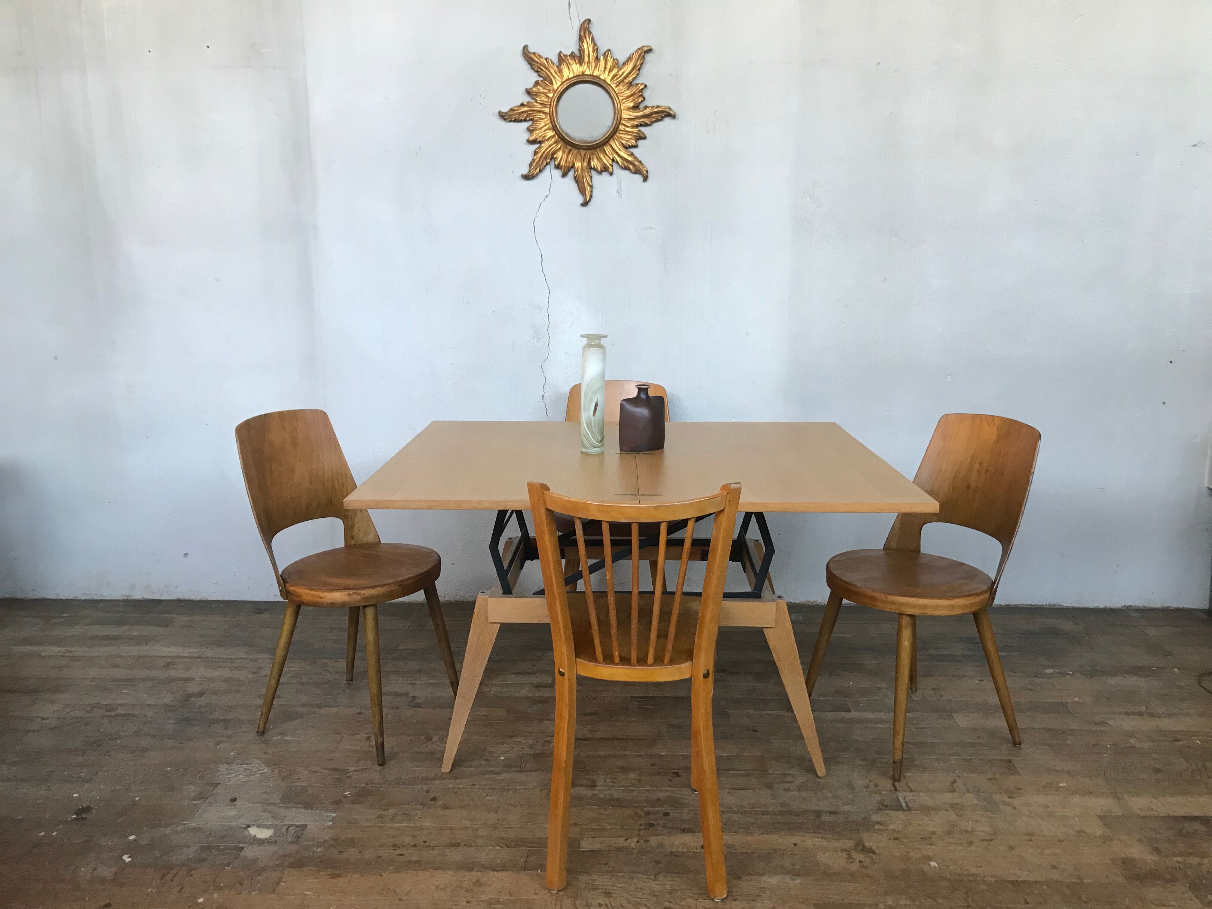 Modular coffee table up and down vintage feet compass