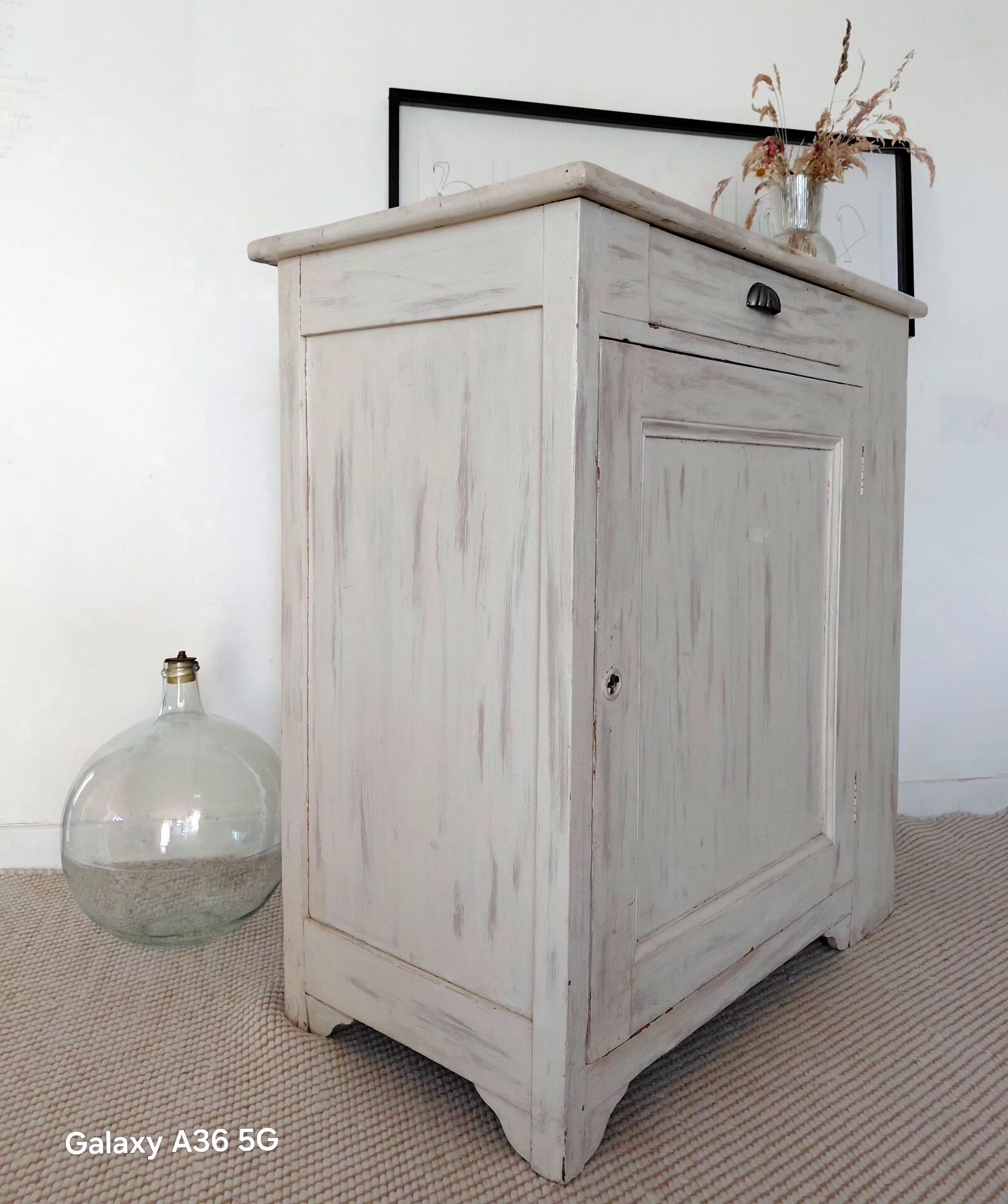 Large confiturier/Low bonnetière vintage artisan 1940 solid wood