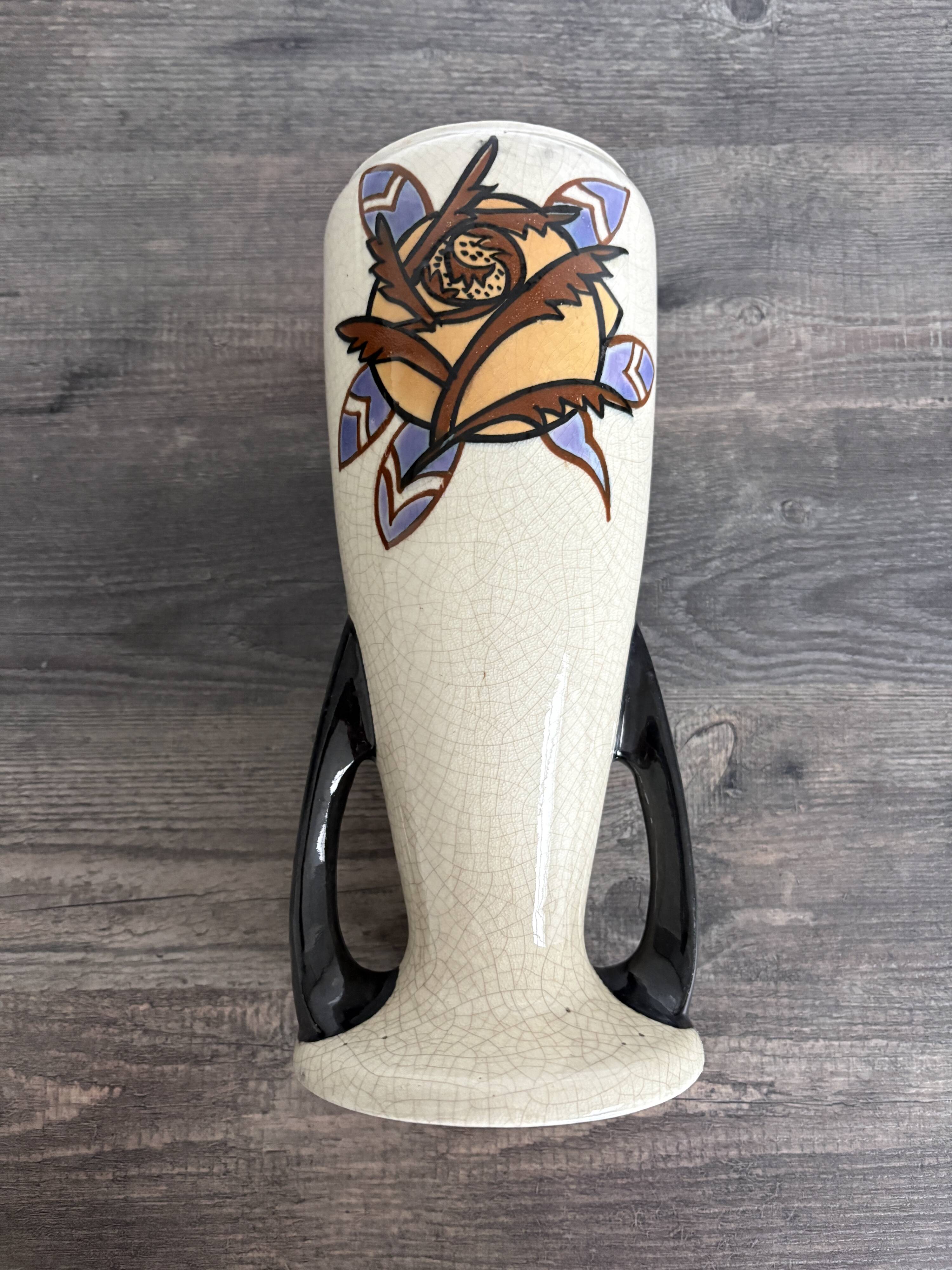 Art Deco Vase AMC Wasmuël - Crackled Ceramic