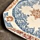 Longchamp square dish in blue and brown ironstone, "Diane" service