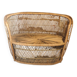 Handmade rattan bench for a bohemian and contemporary decor