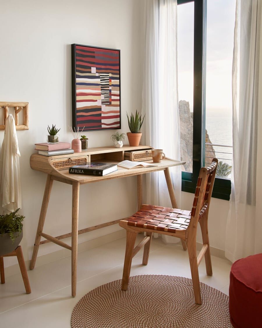 Leather and wood chair
