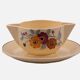 Saucière vintage en céramique Saint-Amand crème et à motifs fleuris