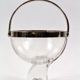 Vintage crystal ice bucket and Silver plated handle