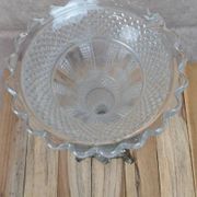 Vintage pressed glass tulip vase on silver-plated metal stand – centrepiece