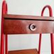 Small piece of furniture - boarding school type bedside table wood red metal