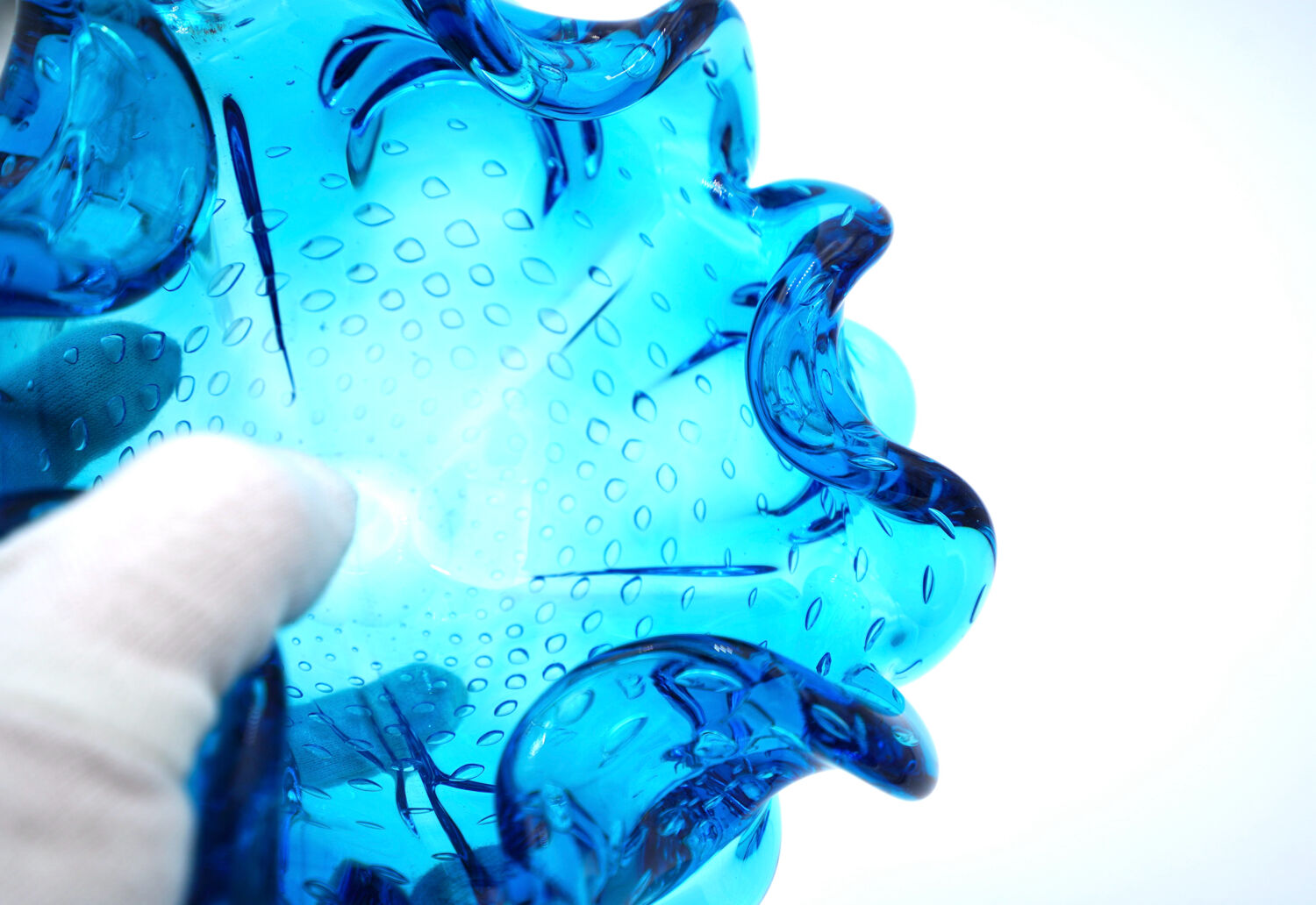 Murano Sculptural Bowl — "Bullicante" Aquamarine Blue — 1950