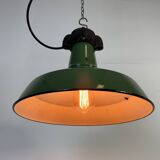 Industrial Green Enamel Factory Pendant Lamp, 1960s