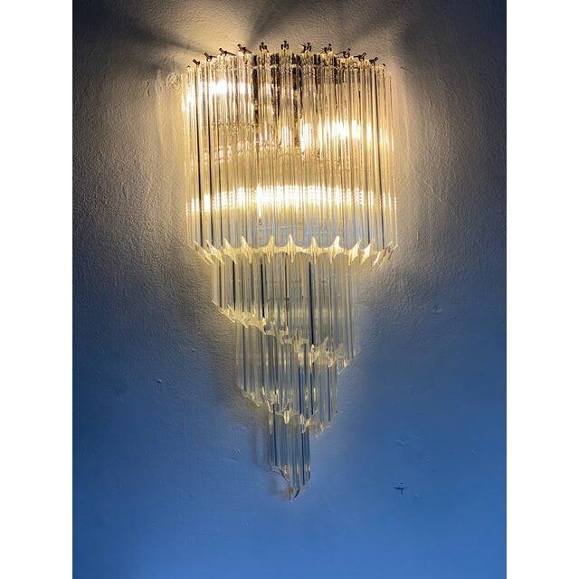 Set of Two Venetian "Quadriedro" Twist Murano Glass Wall Sconces