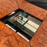 Table basse-bar en loupe d'orme de Paul Michel, 1970