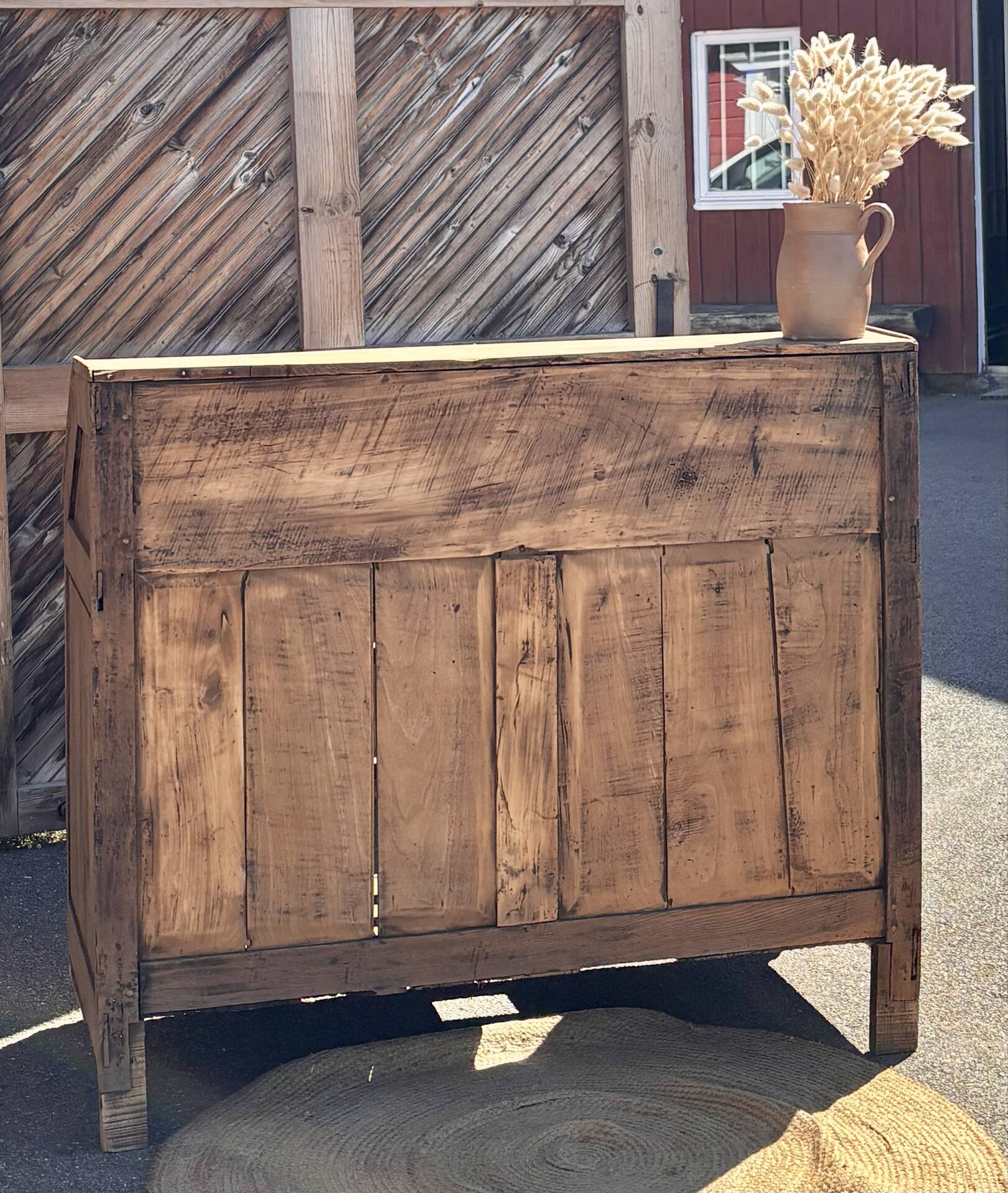 Antique drop-leaf secretary / solid raw oak counter