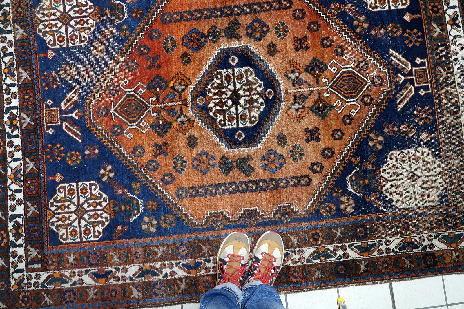 Antique Shiraz Gashkai handmade rug 155 x 207 cm 1920s