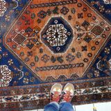 Antique Shiraz Gashkai handmade rug 155 x 207 cm 1920s