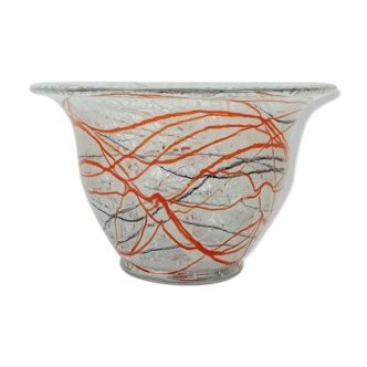 Vase ou bol années 1930 orange rouge violet blanc Loetz Klostermühle art déco verre