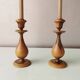 Ensemble de 2 bougeoirs vintage en bois, 1970