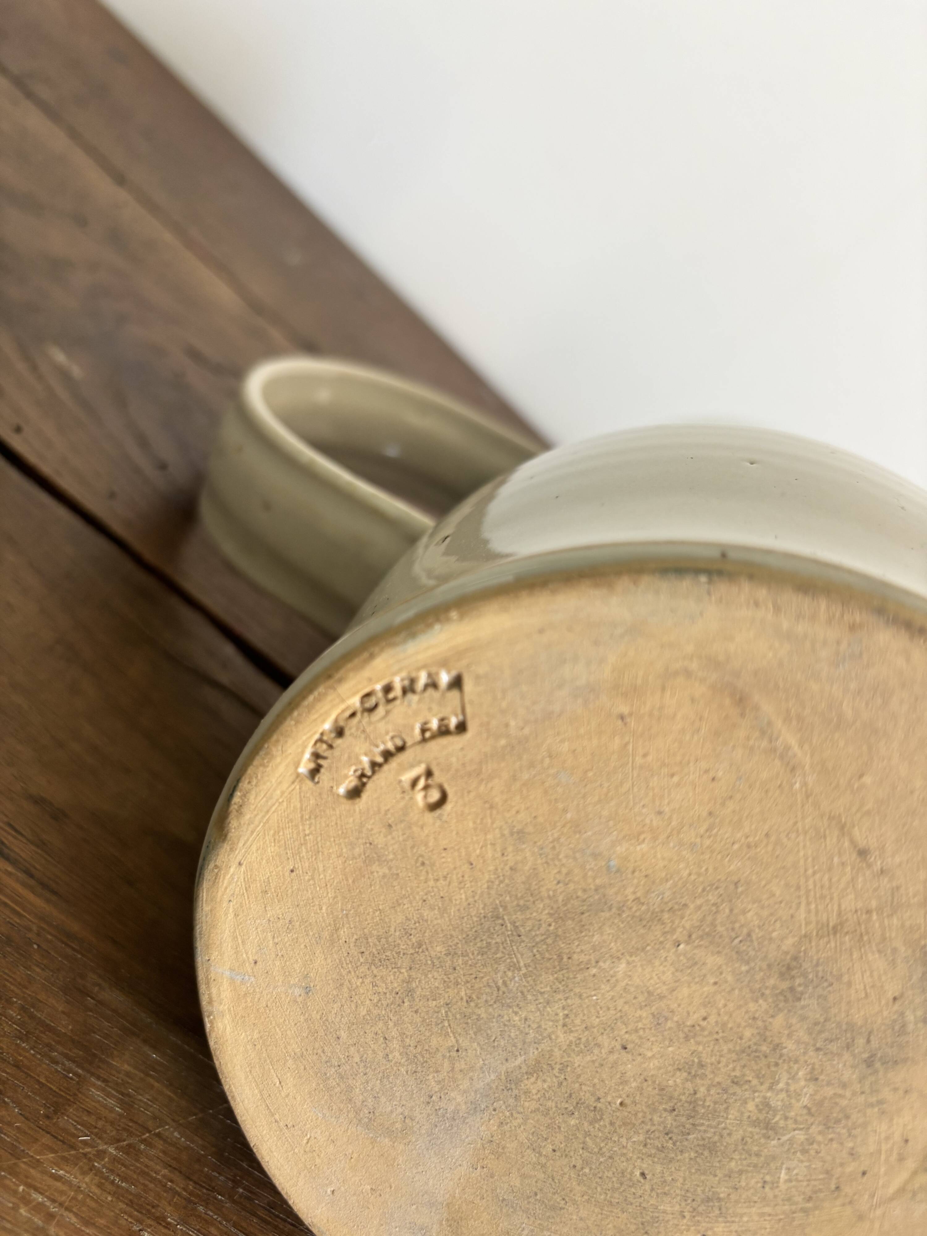 Ensemble de céramiques artisanales française en grès vintage, années 60-70