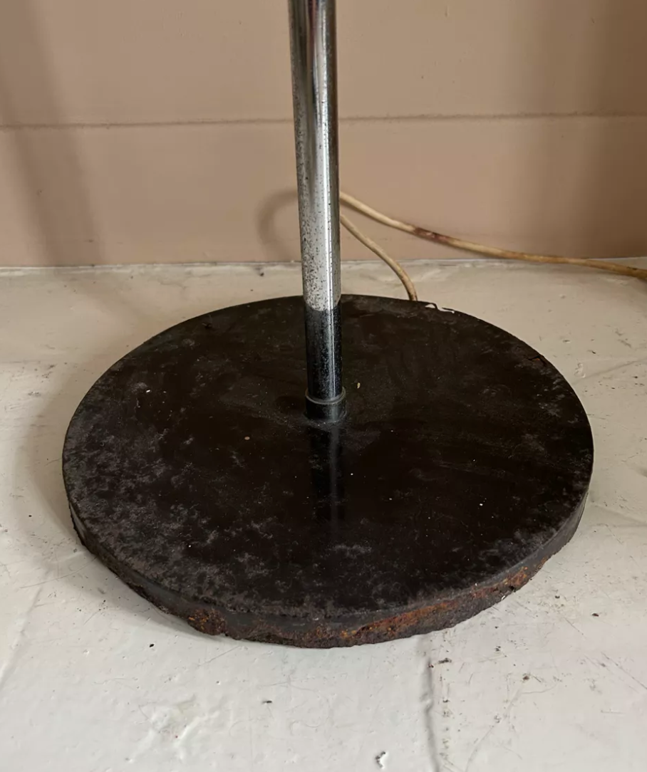 Monix vintage adjustable floor lamp, chrome and brown lacquered metal