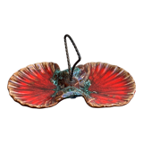 Servant in the shape of an enamelled ceramic shell and forged iron in vintage Vallauris style