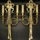 Large pair of wall sconces, bows & hunting horns, Louis XVI style - bronze