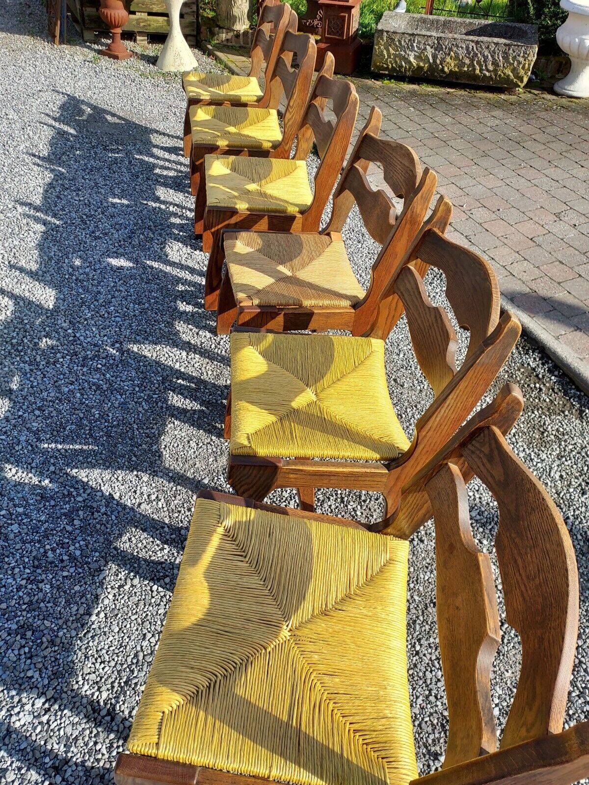 chaises vintage en chêne GUILLERME & CHAMBRON