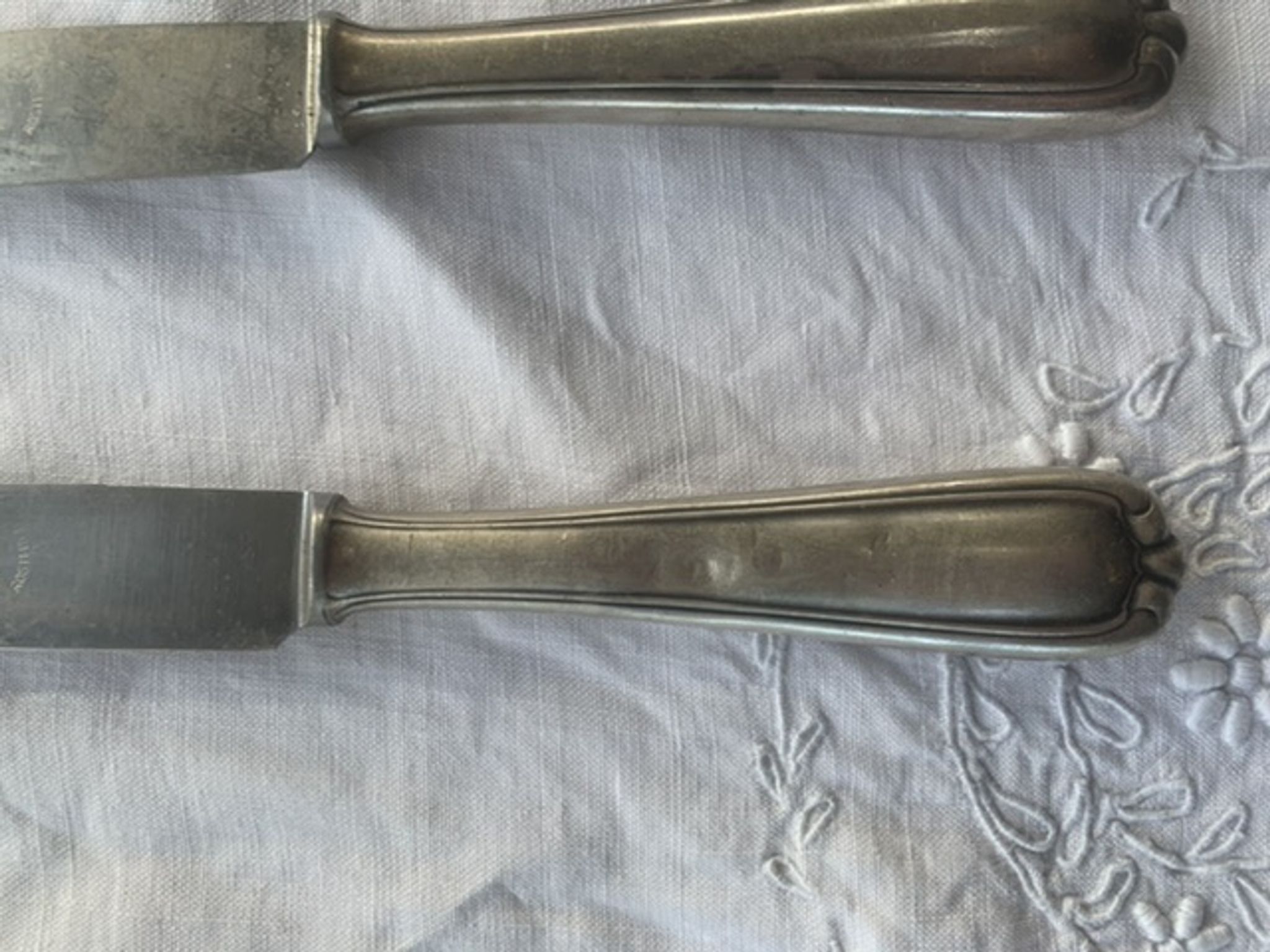 7 silver metal knives vdw Schwerte including an antique RJ monogram