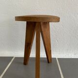 Vintage raw wood tripod stool