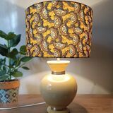 Yellow and gold ceramic table lamp | Kotska, saffron wax lampshade