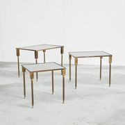 Table basse en laiton patiné et verre Maison Charles années 1960