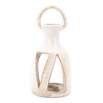 Bougeoir blanc lanterne en céramique, années 60