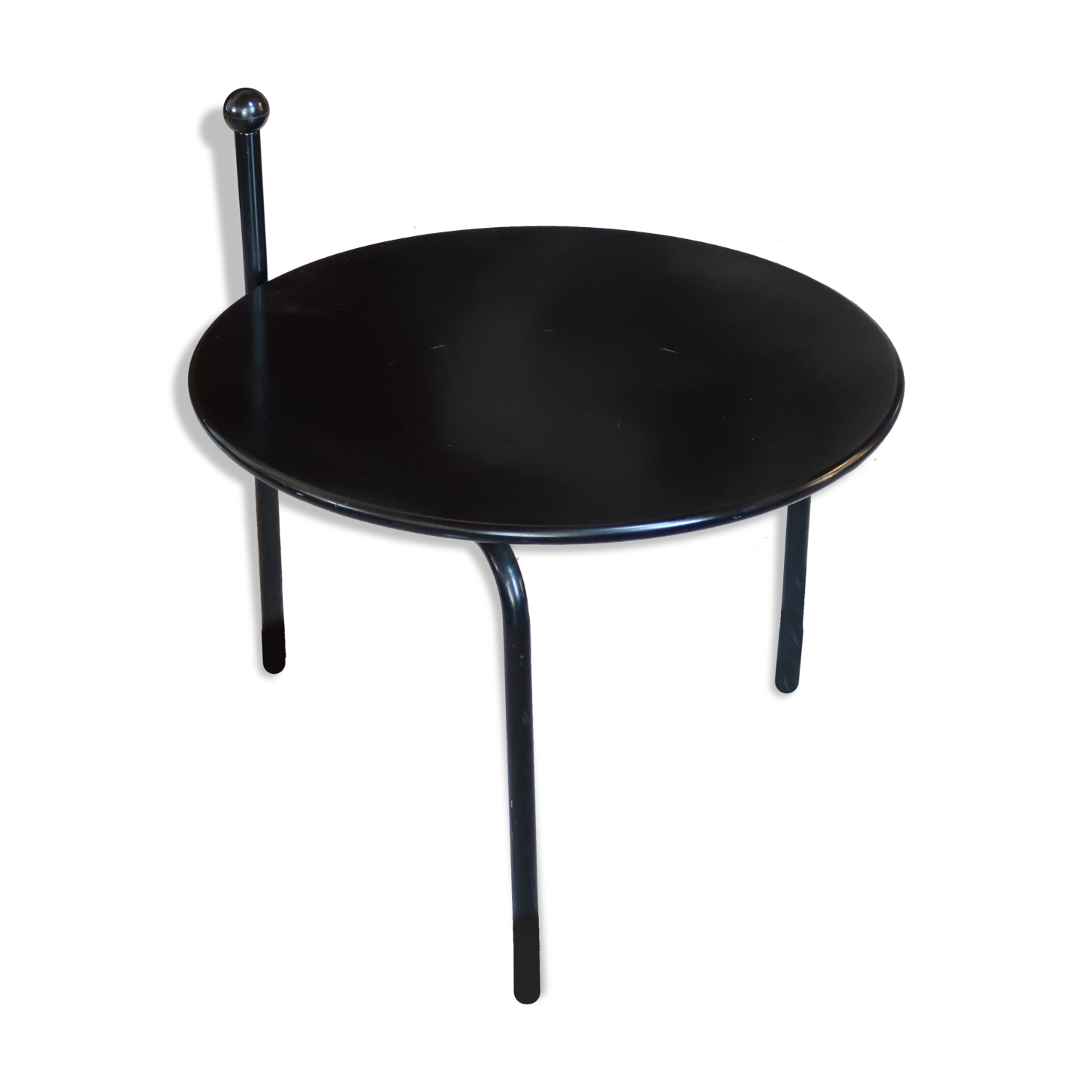 Folding black metal coffee tables with handle, 80s