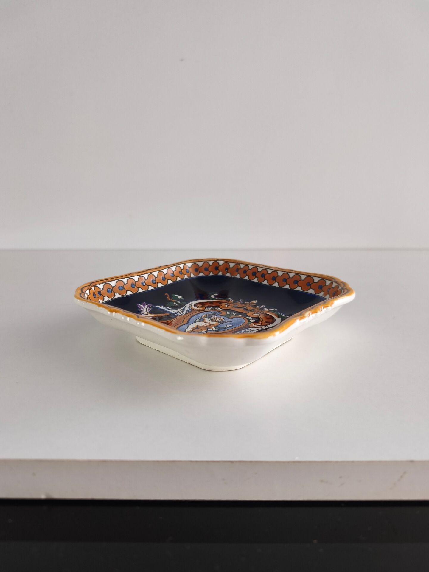Coupelle carrée / Vide-poche faïence de Gien - Renaissance