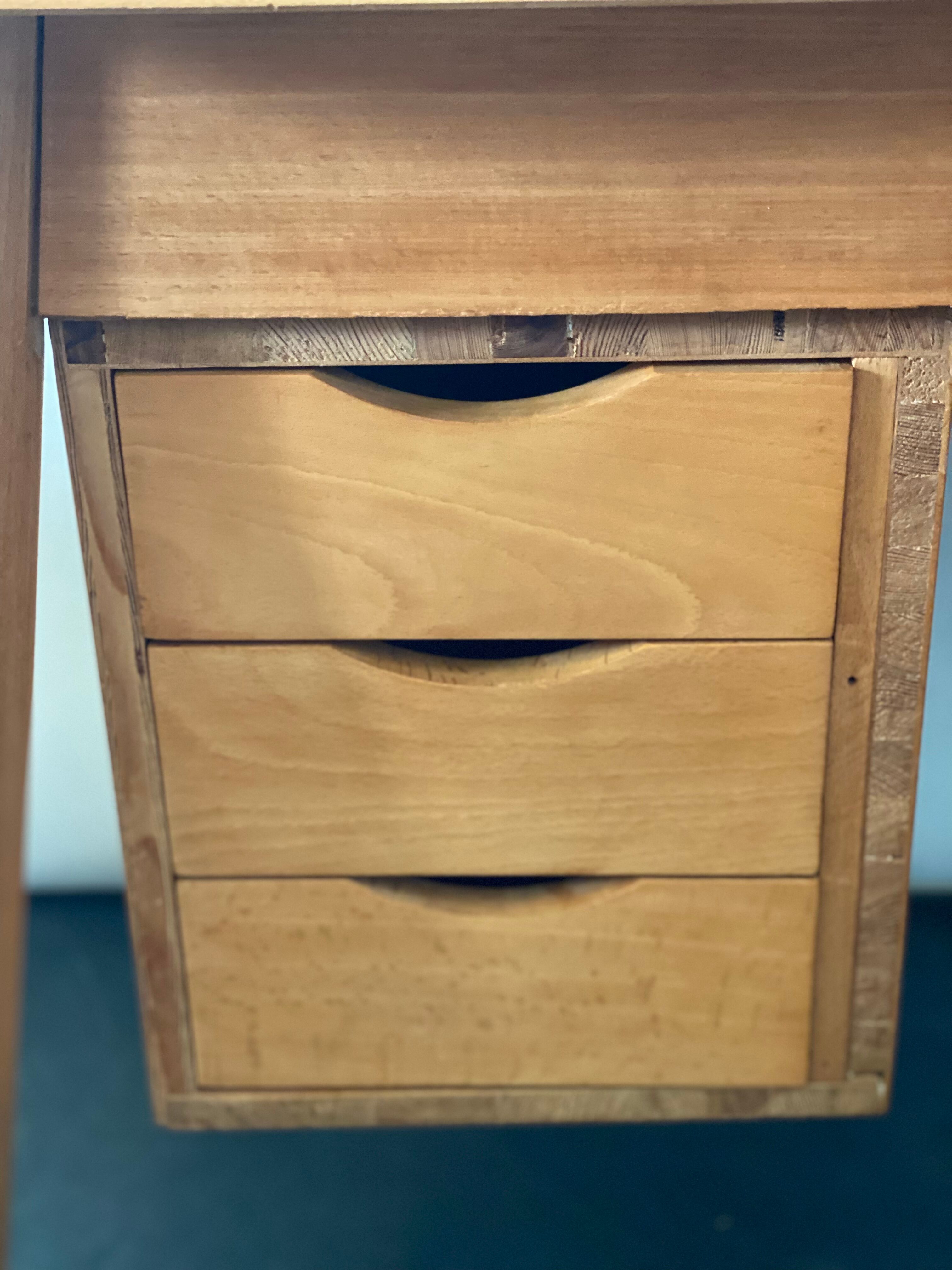 Bruynzeel Pine Wood Desk and Vintage Chair