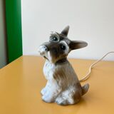 Fox Terrier lamp in vintage porcelain