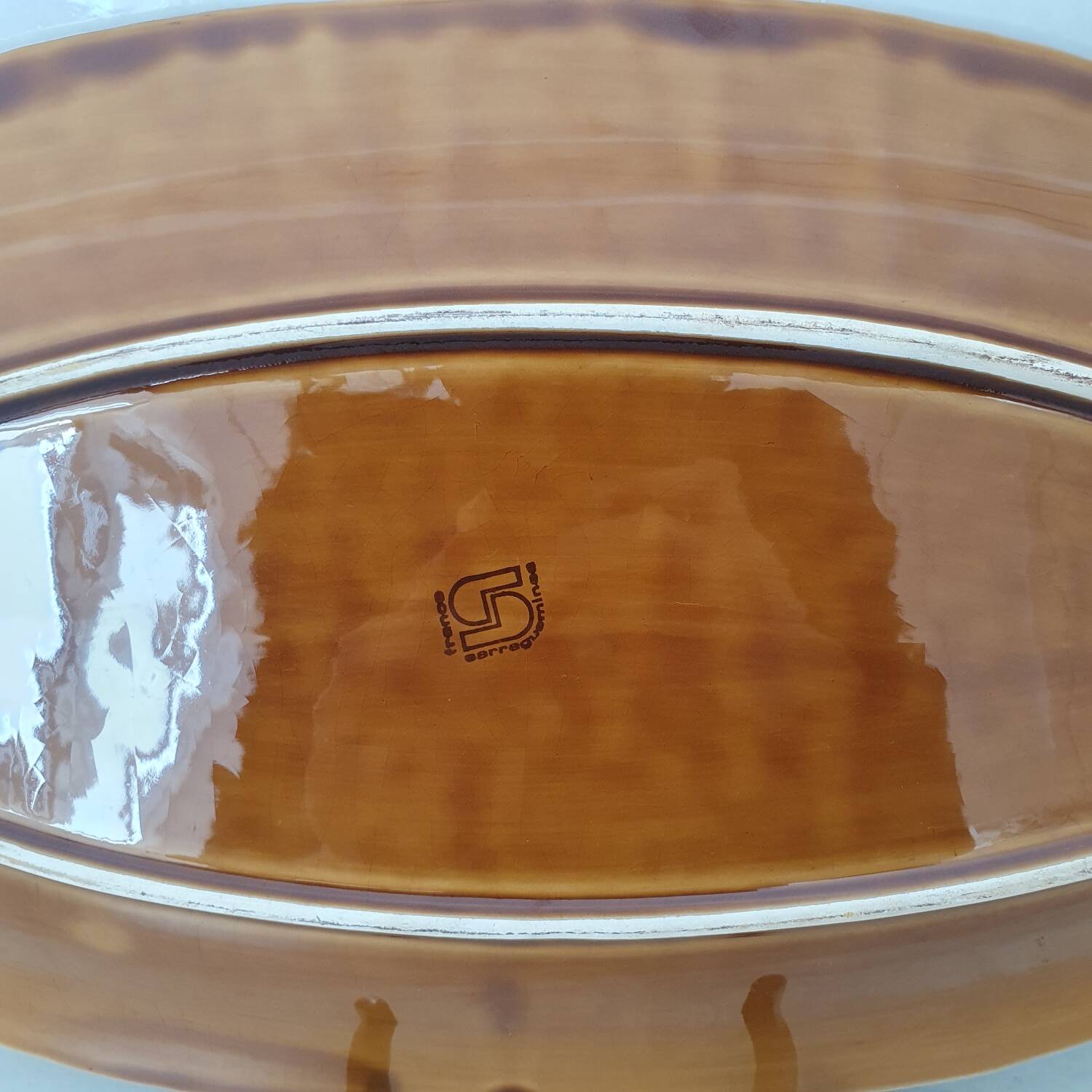 Sarreguemines / Large serving platter and matching fish-shaped sauce boat