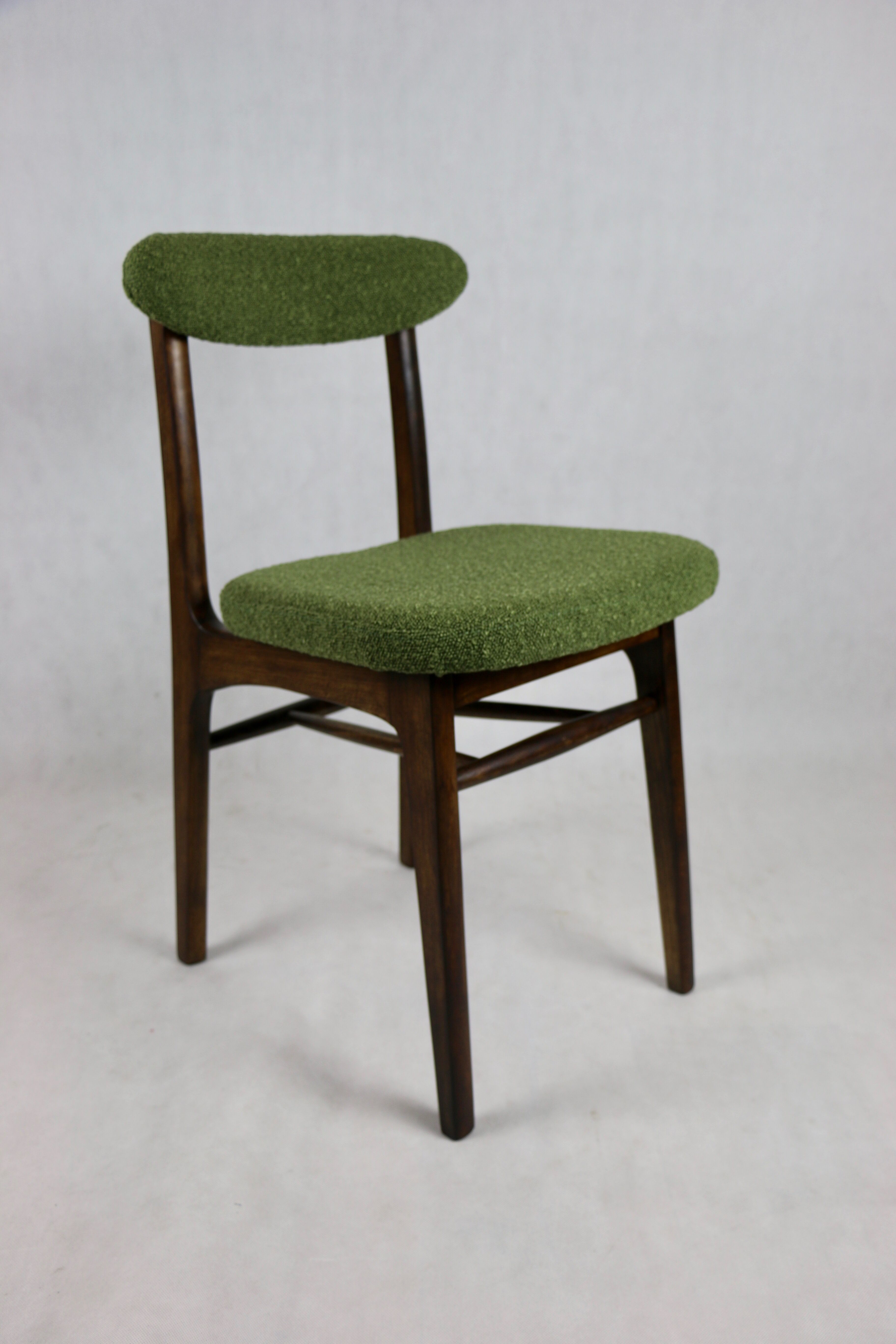 Green olive boucle dining chair from rajmund halas, 1970s,