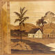 Table basse africaine en bois marqueté, vers 1960