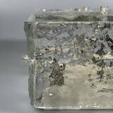 1960s 1970s Ice Glass Flush Mount Plafoniere by Kalmar Franken KG Austria